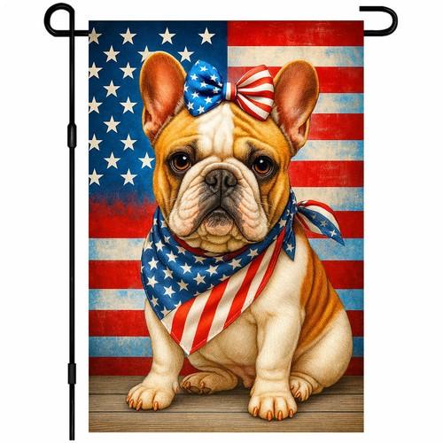4th of July Garden ag 12x18 Inch Double Sided French Dog with ag Bandana ...