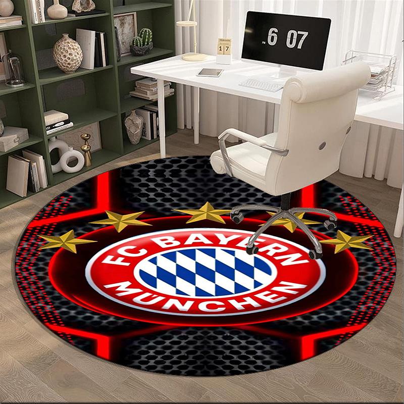 1PC round rug Munich FC Crest Printed Round Area Rug ,Rug For Home Office, Round Chair Rug, Decorative Carpet Fan gifts Christmas gift