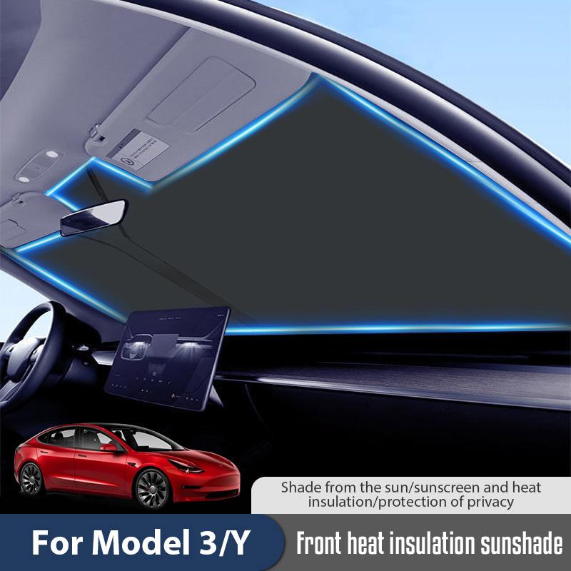 Car Windshield Sun Shade Covers Visors Front Window Sunscreen Protector Parasol Coche For Tesla Model 3 Y Sunshade