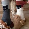 Осенне-зимние носки до середины икры с рисунком кота 'Peekaboo', кавайные, милые, теплые, хлопковые, для дома, сна, мягкие, удобные, для повседневной носки, подарок