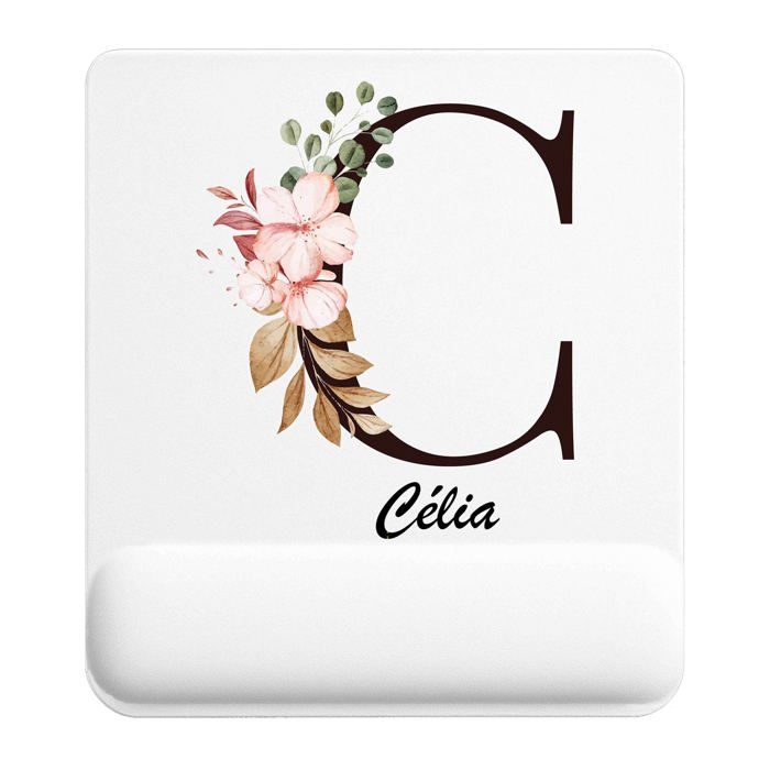 Tapis de souris - PLANETEE - Célia Lettre Fleur - 22 x 18 cm - Surface lisse antidérapante - Épaisseur 3 mm