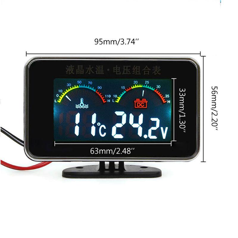 Universal Vehicle Car Water Temperature Gauge- Thermometer Voltmeter 2in1 for Car Motorcycle