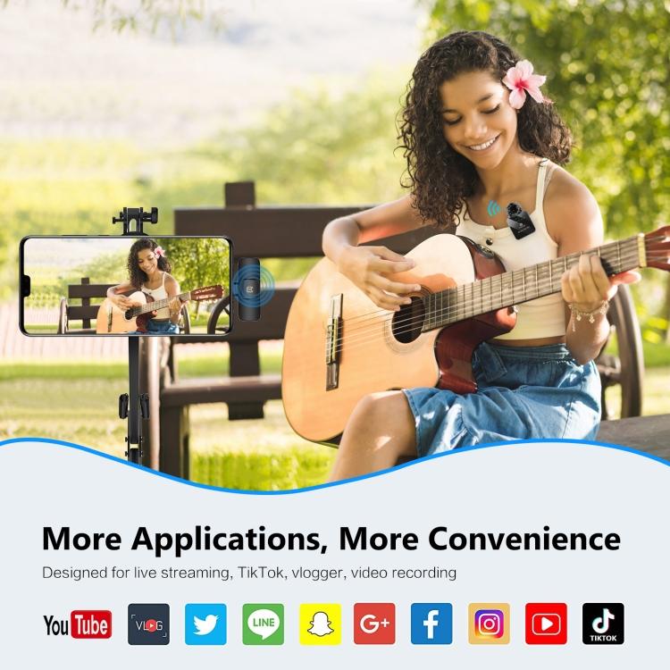 Беспроводной петличный микрофон PULUZ для телефона типа C и приемника типа C(черный)