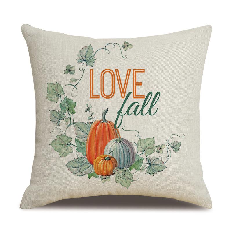 Подушка из льна на День благодарения, осенняя наволочка с принтом тыквы