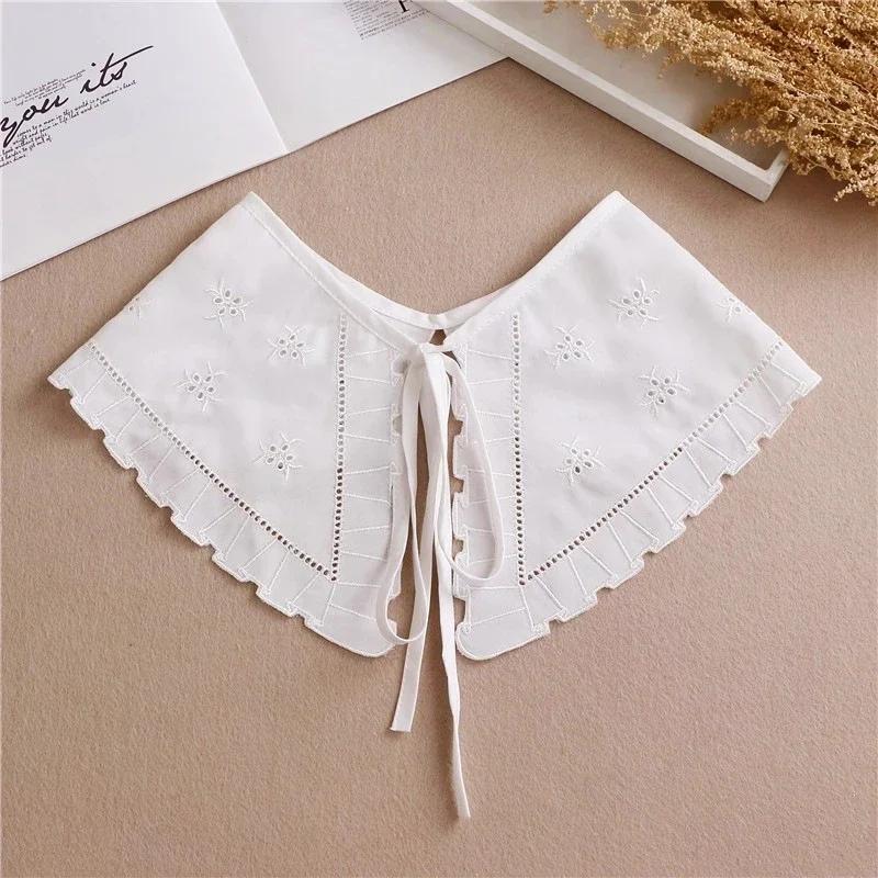 Однотонный белый кружевной накладной воротник-шаль, накладные воротники, женское ожерелье, маленький шарф-шаль, съемные воротники, декор