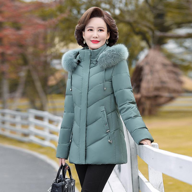 Mom's padded jacket thickened medium and long winter jacket middle-aged and elderly padded clothes women's down padded clothes age-reducing fashion