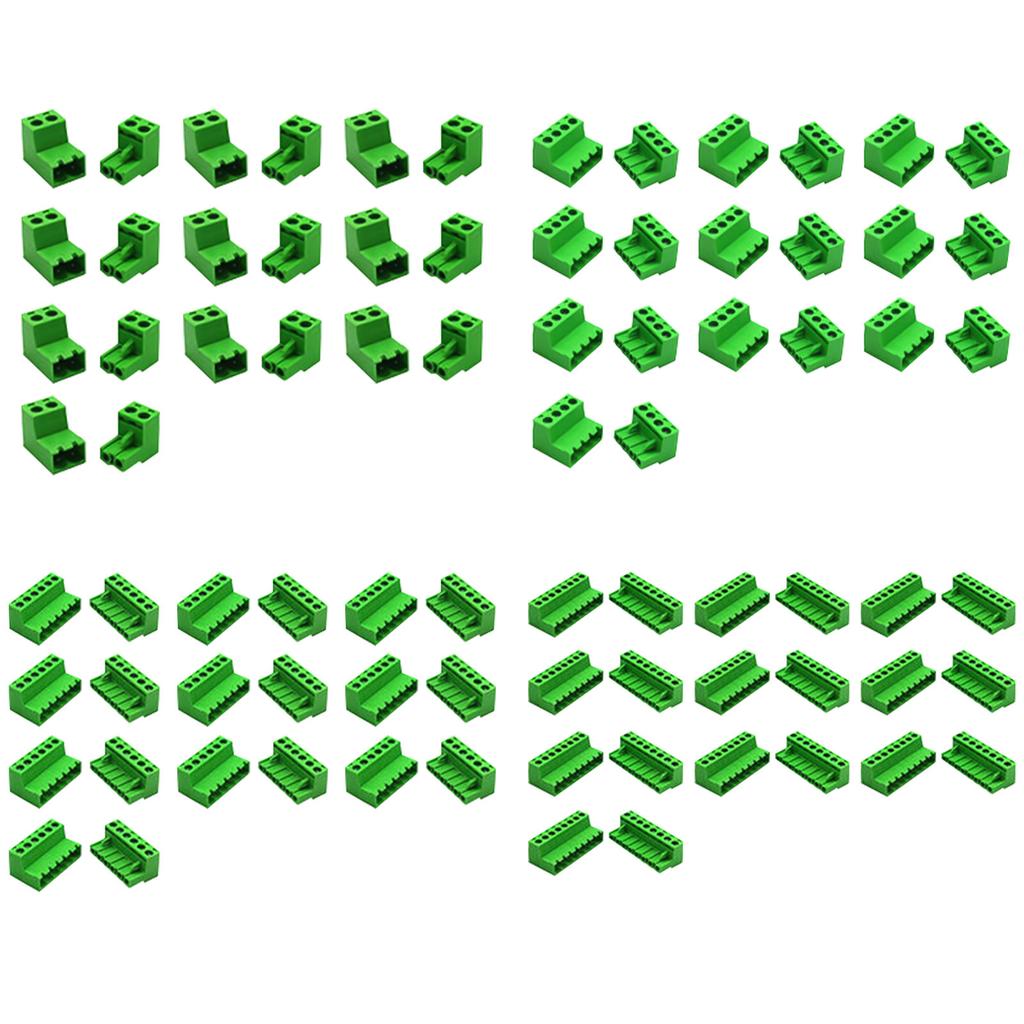 10 комплектов винтовых клеммных колодок с шагом 5,08 мм для монтажа на печатную плату, вставные клеммные колодки, штекерные и гнездовые разъемы