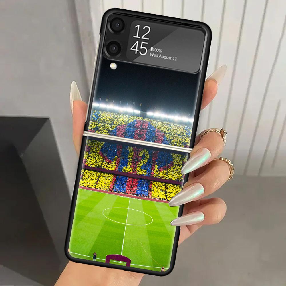Жесткий чехол из поликарбоната с дизайном футбольного мяча для Samsung Galaxy Z Flip 6 5 4 3 Черная крышка ZFlip6 Flip5 Flip4 5G Складной Принт