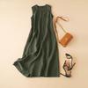 Женское однотонное платье макси с V-образным вырезом, повседневное свободное платье без рукавов для лета и весны, женская одежда