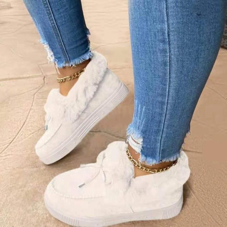 Women Winter Boots Warm Plush Velvet Ankle Snow Boots Lace Up Soft Winter Sneakers Comfortable Cotton Shoes for Women