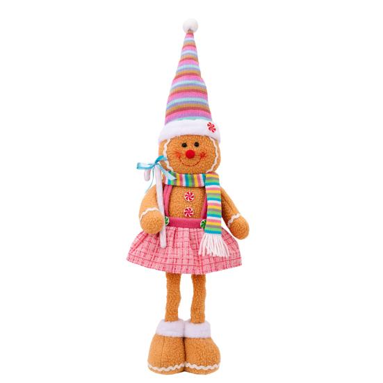 Рождественские пряничные кукольные украшения, плюшевая кукла с выдвижными ногами и шарфом, набитая пряничными фигурками для украшения камина на рождественскую елку