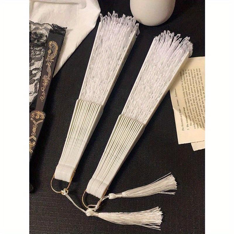 1 шт. Новый китайский винтажный черный кружевной складной веер Ципао веер с кисточкой Старомодный стиль Лучшие подарки День рождения Декоративный веер