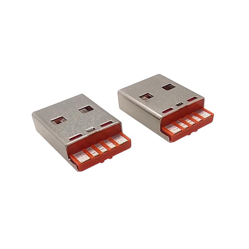 Штекер USB-A, Короткий корпус (17мм), Оранжевый, 5-контактный, 5A порт быстрой зарядки