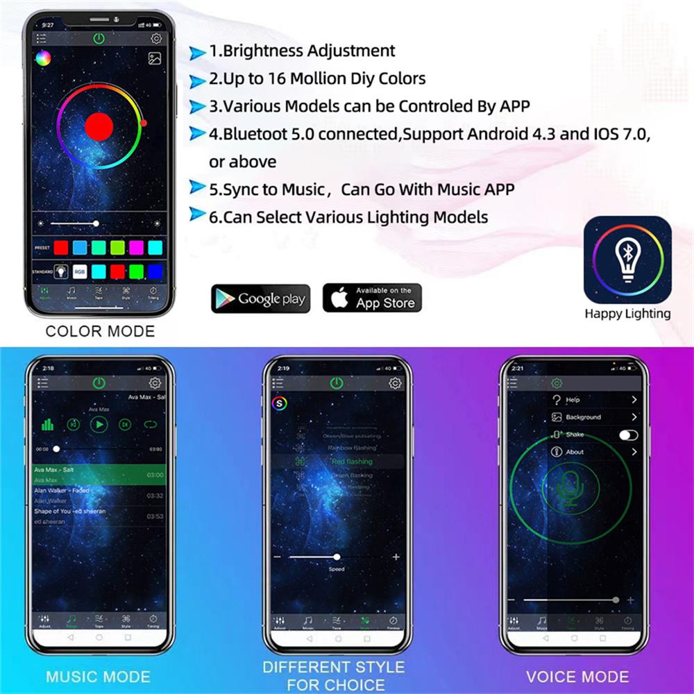 12 шт. Мотоциклетный RGB комплект светодиодной подсветки с управлением через приложение и музыкой, водонепроницаемые многоцветные атмосферные огни, декоративная окружающая лента