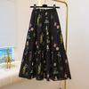 Цветочная шифоновая юбка миди для женщин с высокой талией, средней длины, с принтом, А-силуэта