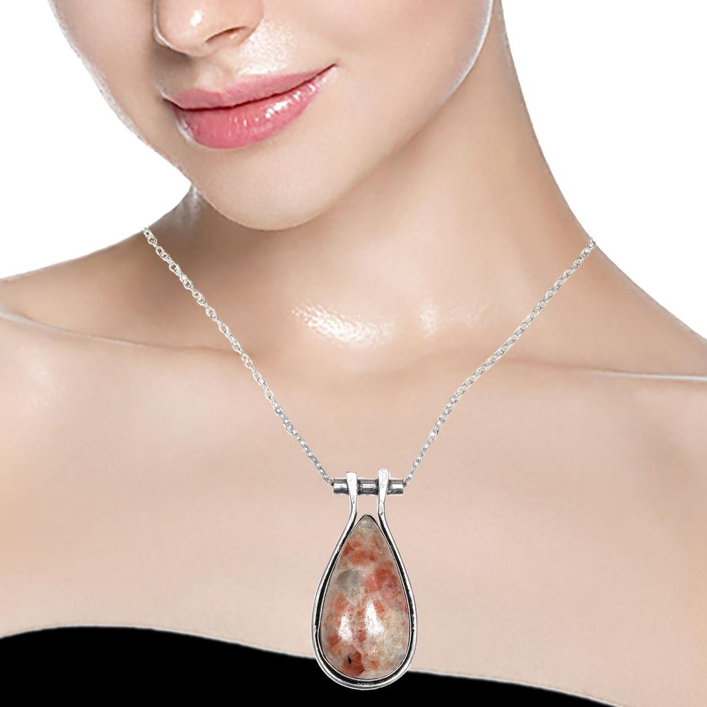 Sunstone Gemstone Mother's Day Ethnic Handmade Jewelry Necklace 20 In