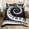 Музыкальный пододеяльник, комплект постельного белья размера Queen, белый комплект постельного белья с музыкальными нотами, 3 шт., для декора детской спальни, черно-белый чехол для одеяла с клавишами пианино