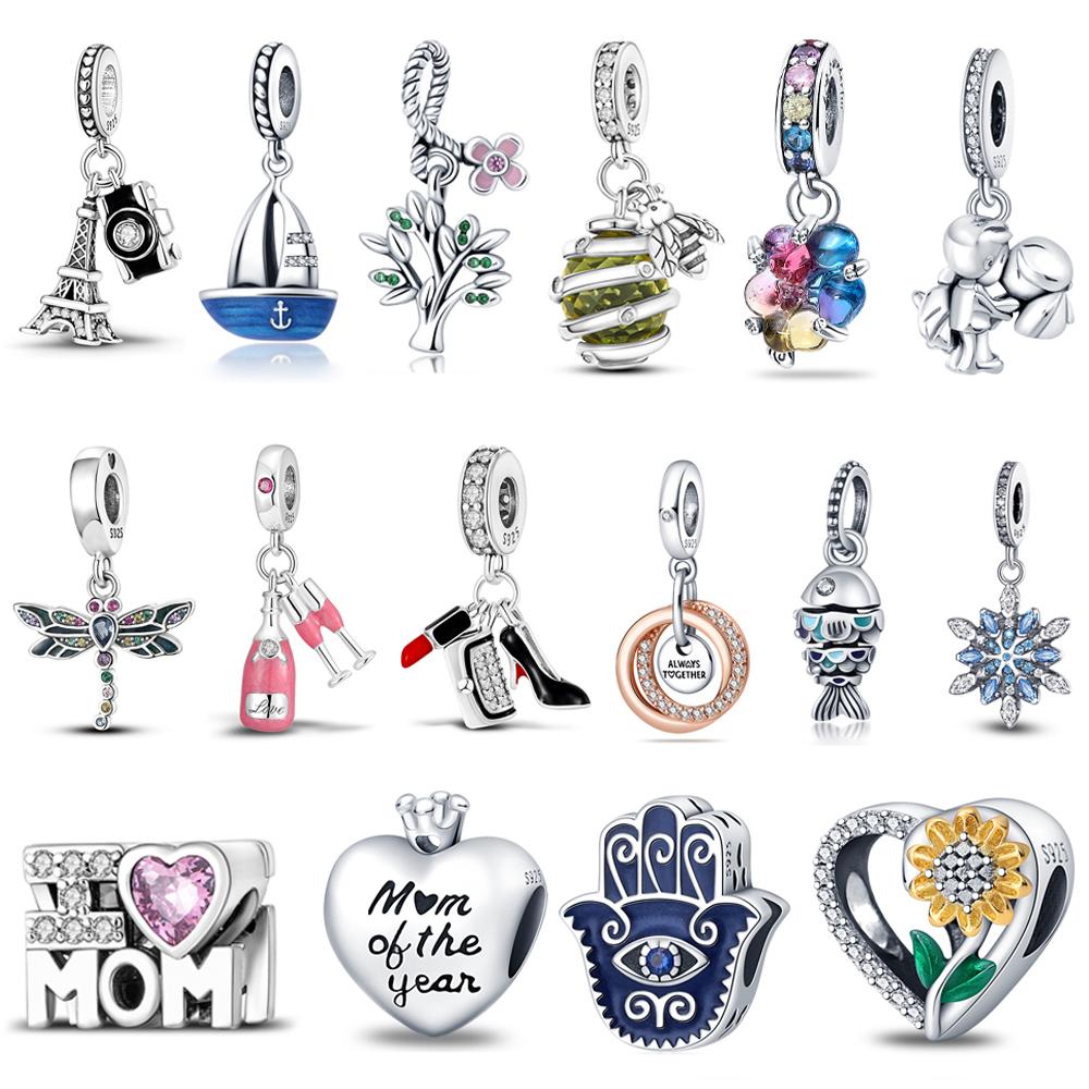 925 Серебряный Шарм Подходит для Любителей Шарма Серии Любовь Браслет Ожерелье Брелок Женские Ювелирные Изделия Diy