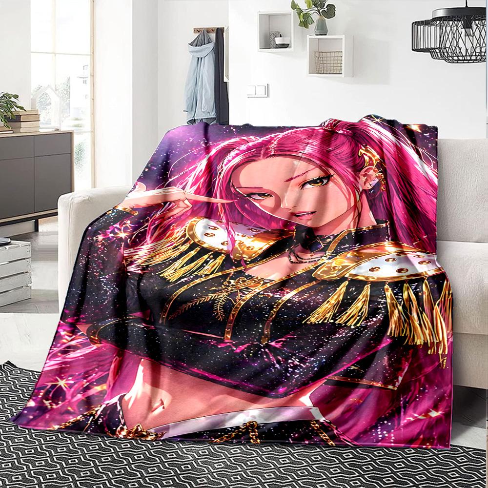 Colorful k-pop Demon girl Blanket Ultra-Soft Suitable for Seaside Bed Picnics Four Seasons Universal Modern