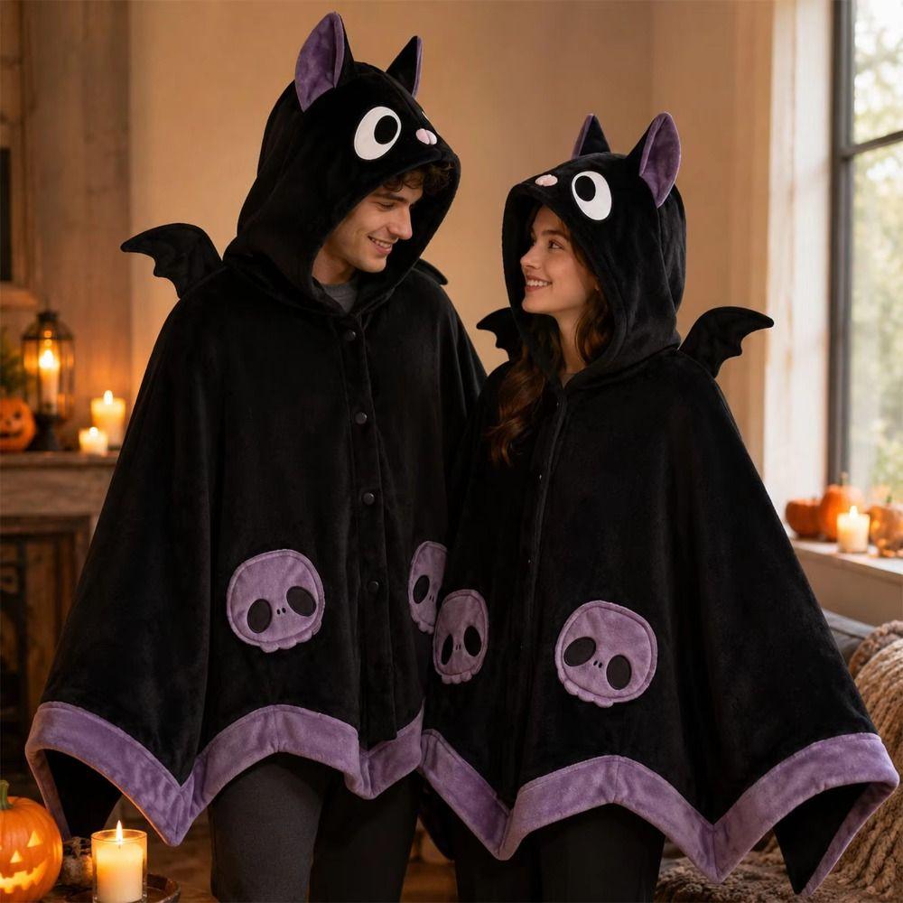 Ultra-Soft Plush Hooded Blanket Warm Cozy Blanket Robe Cute Bat Hooded Cape Holiday Gift