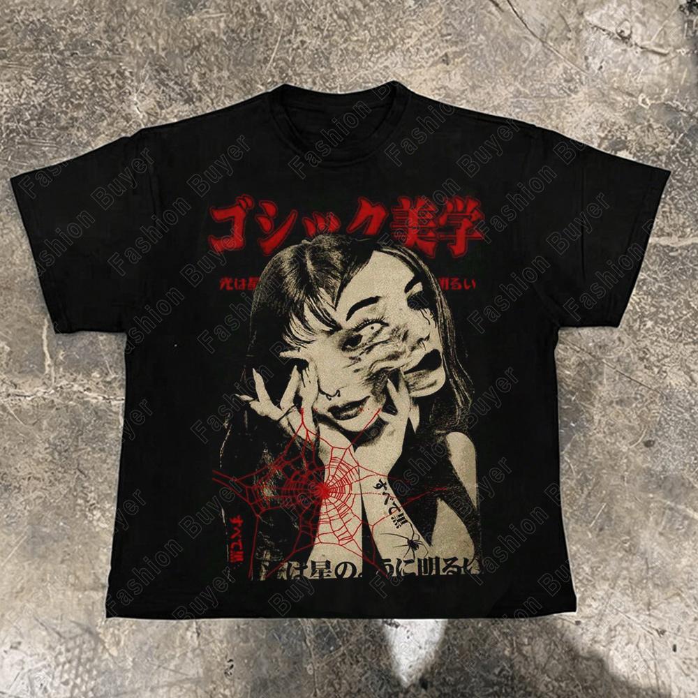 Unisexs American Harajuku Retro HipHop HighStreet ShortSleeve TShirt Edgy Unisex Retro Street Y2k Casual Fashion Tops Cloths