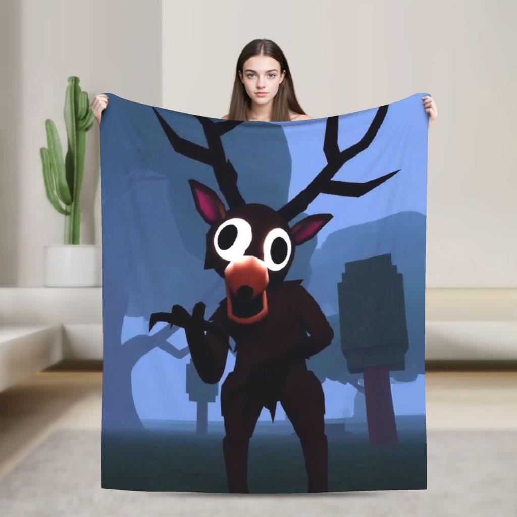 99 Nights in the Forest The Deer Flannel Throw Fashion Blanket Horror Game Bedding Knitted Fashion Blanket Outdoor Lightweight Multi-functio