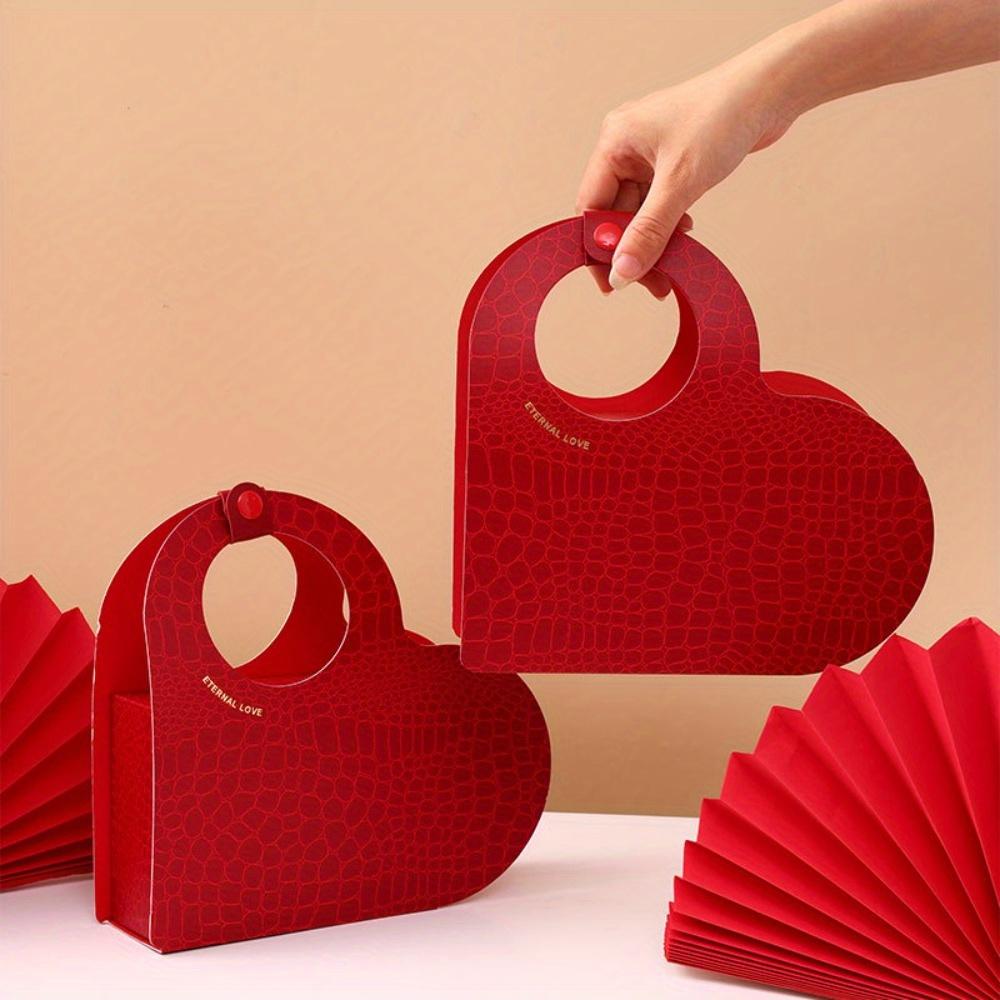 2pcs Heart Shaped Handle Gift Boxes Paper Treat Boxes Cardboard Boxes with Lid Bridesmaid Box Ornaments Gift Boxes Party Favor Boxes Storage Box