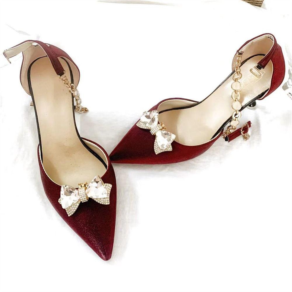 1 шт., зажимы для обуви с бантом, украшение для обуви невесты с кристаллами, роскошная пряжка с подвеской на высоком каблуке
