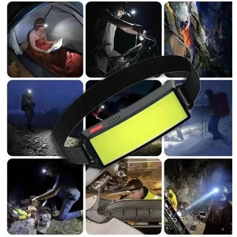 1200 мАч USB C перезаряжаемый светодиодный налобный фонарь COB, супер яркий налобный фонарик со встроенной батареей, портативный уличный фонарь для кемпинга и альпинизма