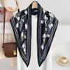 Spring And Summer Retro Flower Print Triangular Silk Scarf Women'S Versatile Temperament Thin Outer Shawl