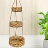 1Pc 3-Layer Suspended Basin Multi Use Straw Woven Basket Practical Fruit Storage Hand Woven Flower Pot Garden Rope Plant Rack