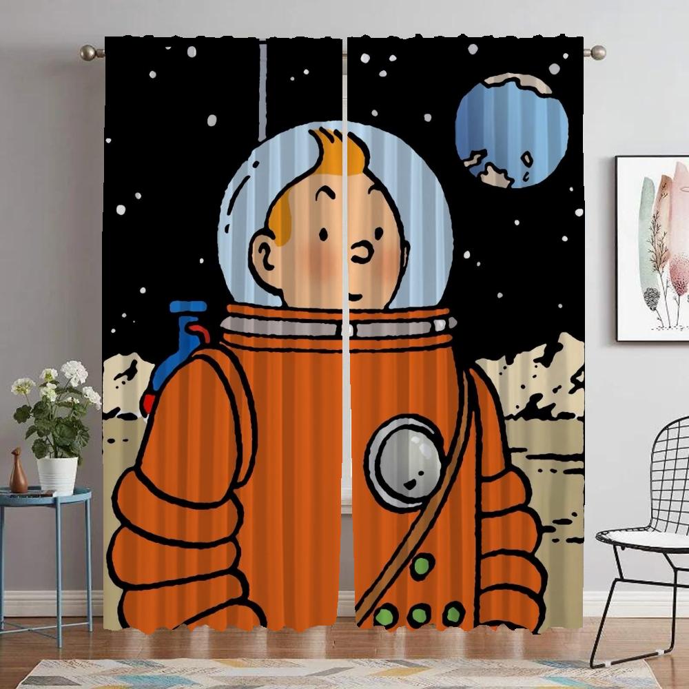 Домашние интерьерные шторы 2 шт. Приключения Тинтина Шторы для гостиной Шторы для спальни Перегородка Кухня Детская