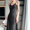 New French Satin-shaped Sexy Suspender Dress for Spring and Summer Women's Mid-length Inner Solid Color Base Skirt