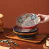 Colorful Dinner Plate Flower Pattern Meal Dish Household Bohemian Ceramic Plate Housewarming Gift