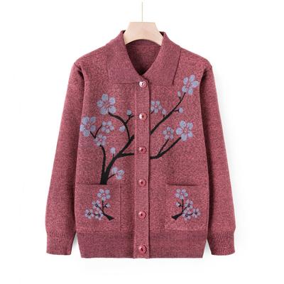 Женский осенний свитер-жакет, вязаный кардиган, топ, бабушкин, повседневный, с лацканами