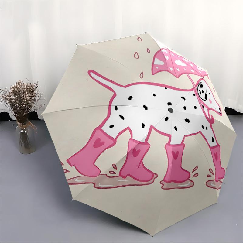 1pc Rainy Day Dalmatian Automatic Open/close Folding Umbrella, Compact Portable Travel Umbrella, Cute Umbrella, Durable Construction yy260328037