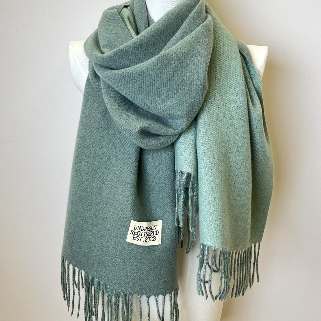 Double-sided Two Colors Scarf Simple Basic Imitation Cashmere Tassel Shawl Autumn Winter Unisex Coldproof Neck Guard Scarf