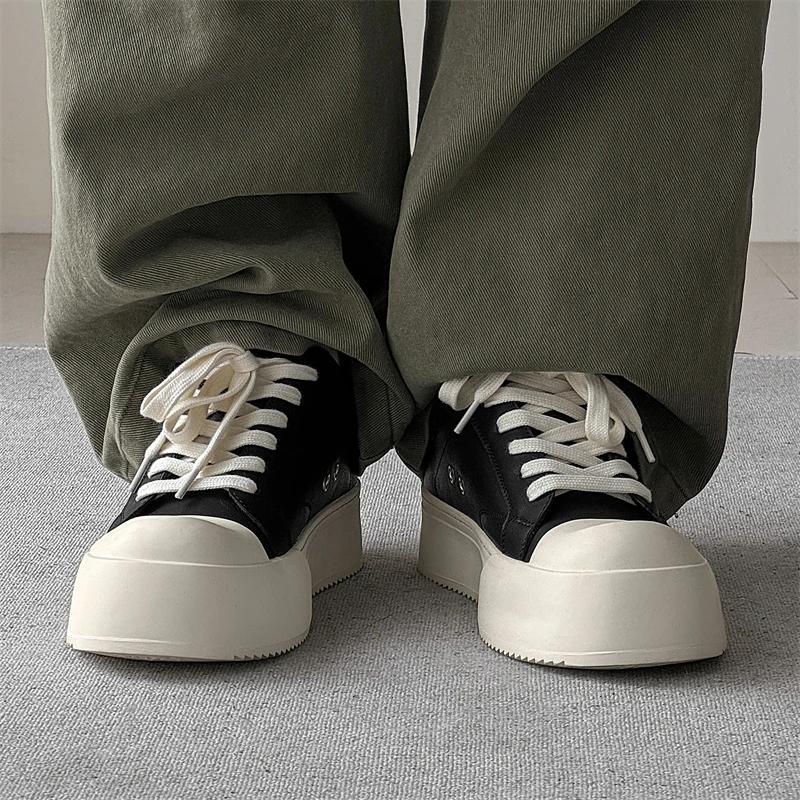 Мода Мода Натуральная Кожа Мужские Кроссовки на Толстой Подошве Классические Повседневные Удобные Оксфорды Уличная Нескользящая Обувь для Ходьбы Размер 38-46