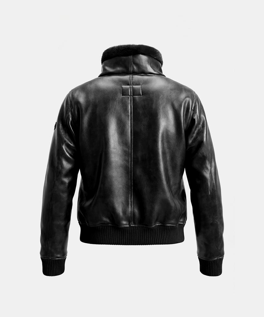 Badblood Viper 21 Shearling Mustang Bomber Jacket - Washed Black