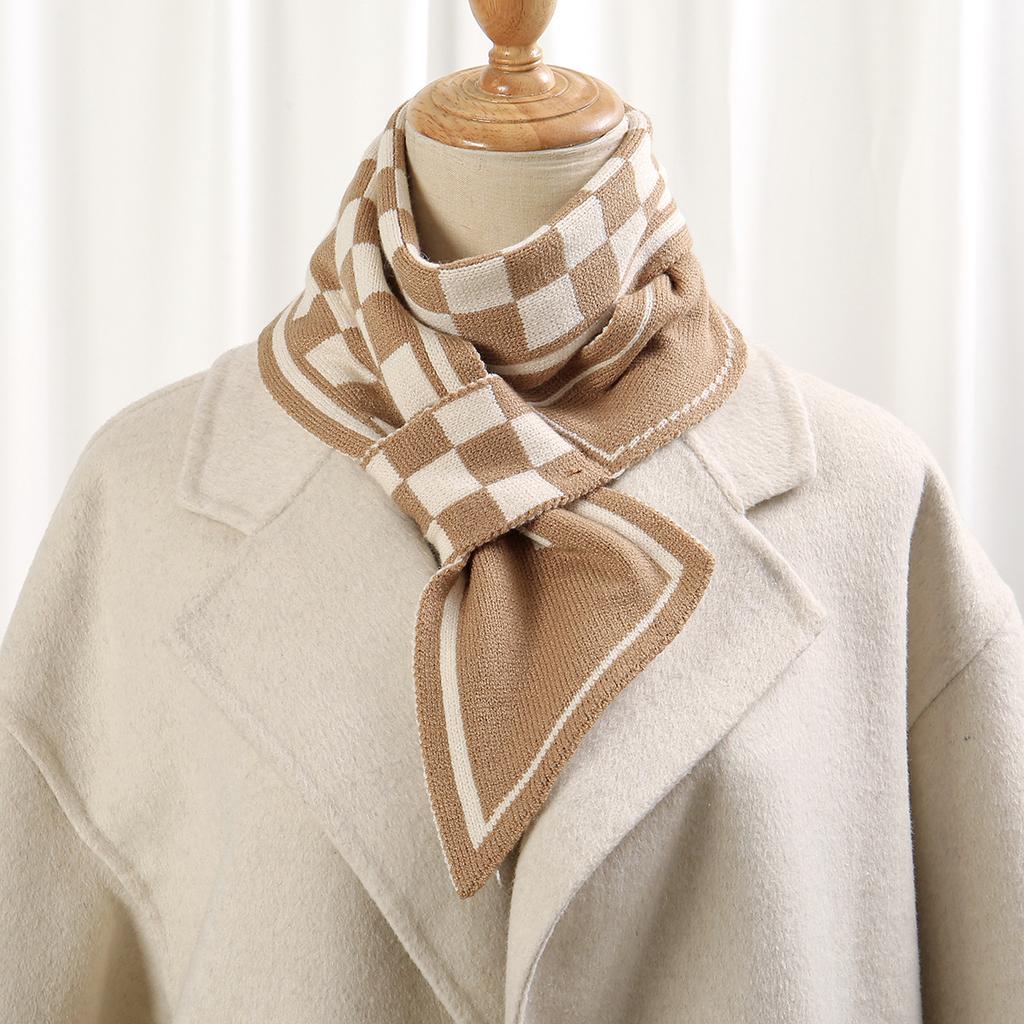 New Korean Style Knitted Shawl Scarf Women Winter Black White Checkered Plaids Grids Scarf Pashmina Shawls