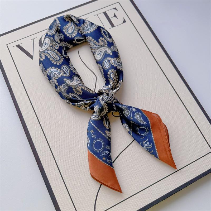 New Hundred Hundred Satin Letter Print Neckerchief 70×70 Silk Scarf Small Square Scarf High Sense of French Scarf