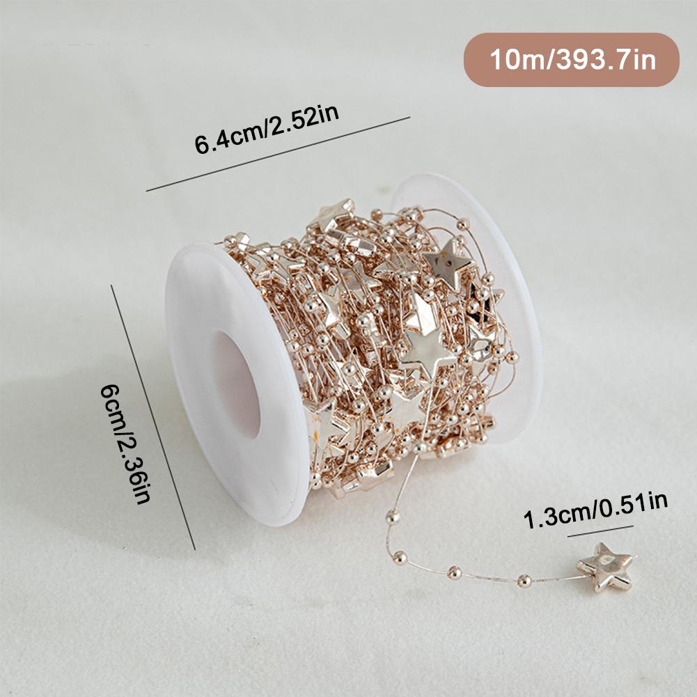 5M/10M Christmas Tree Pearl String Imitation Pearl Beads Chain Metallic Gold Bead Wire Trim for DIY Garland Wedding Party Decor