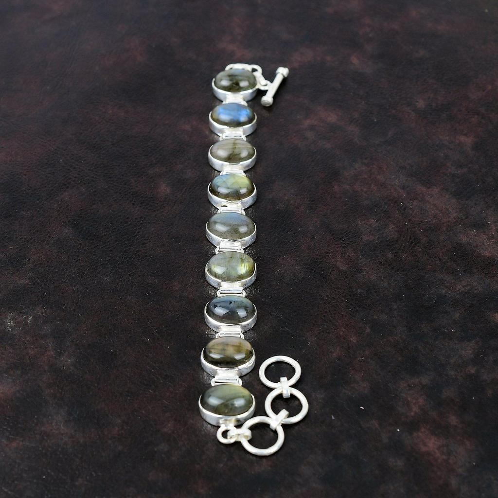 Labradorite Bracelet 925 Sterling Silver Bracelet Top Quality Gemstone Bracelet Adjustable Chain Bracelet Handmade Jewelry Anniversary Gift