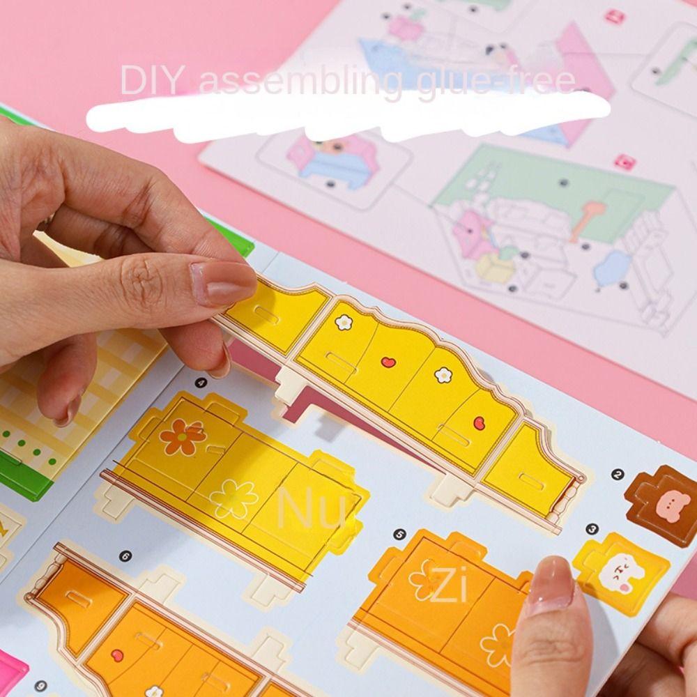 3D Model 3D Room Cardboard Kitchen Room Model Craft Toys Cute 3D Room Model Puzzle Toys  Kids