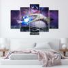 Five Piece Picture Canvas Print Abstract Flower Water Purple