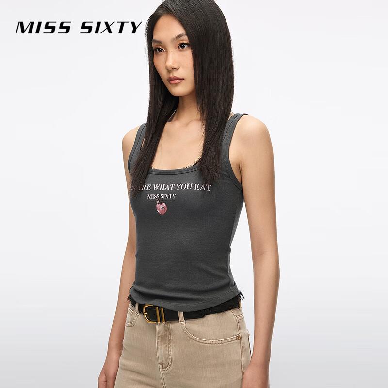 Miss Sixty 2026 Лето У-образный вырез Кружевная отделка Без рукавов Укороченный топ