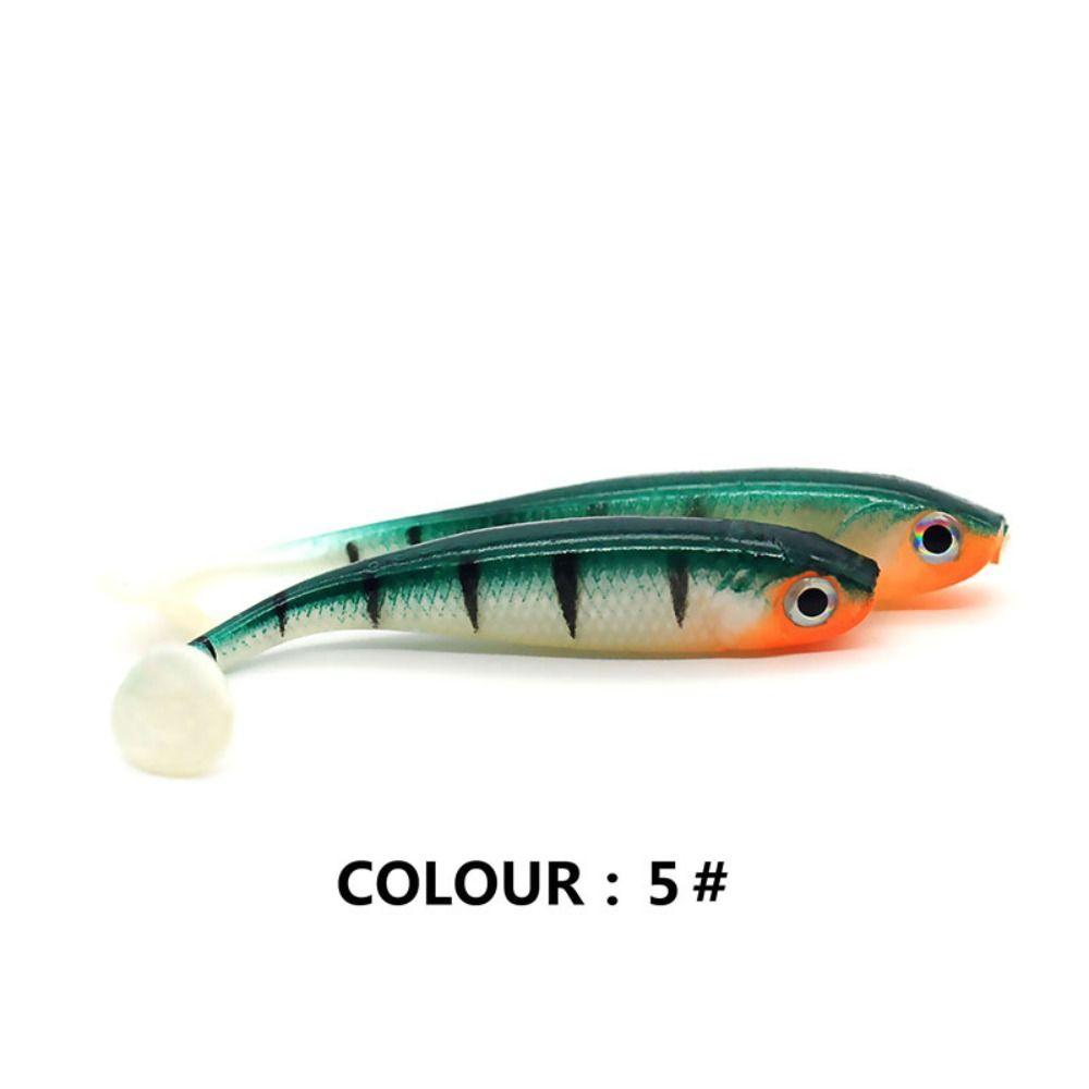5PCS Silicone T-tail Soft Bait Artificial Biomimetic Fish Bait Swimbait Paddle Tail Swimbaits  Pike