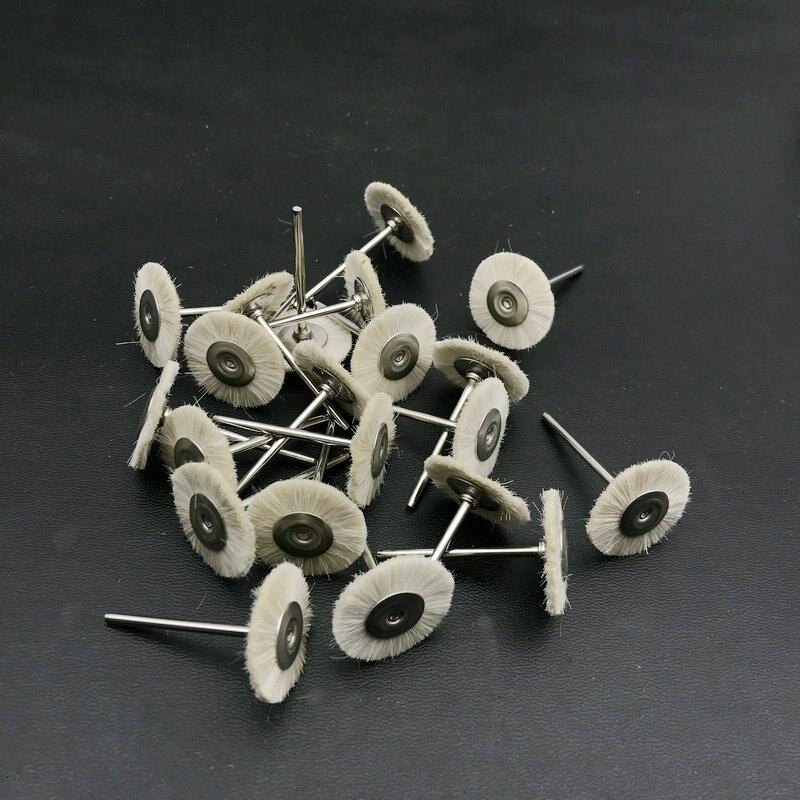 50 шт., зубная лабораторная щетка, полировальные круги, полировальные машины, вращающиеся инструменты, 2,35 мм, мягкая белая козья шерсть/щетина/полировочная щетка для пони