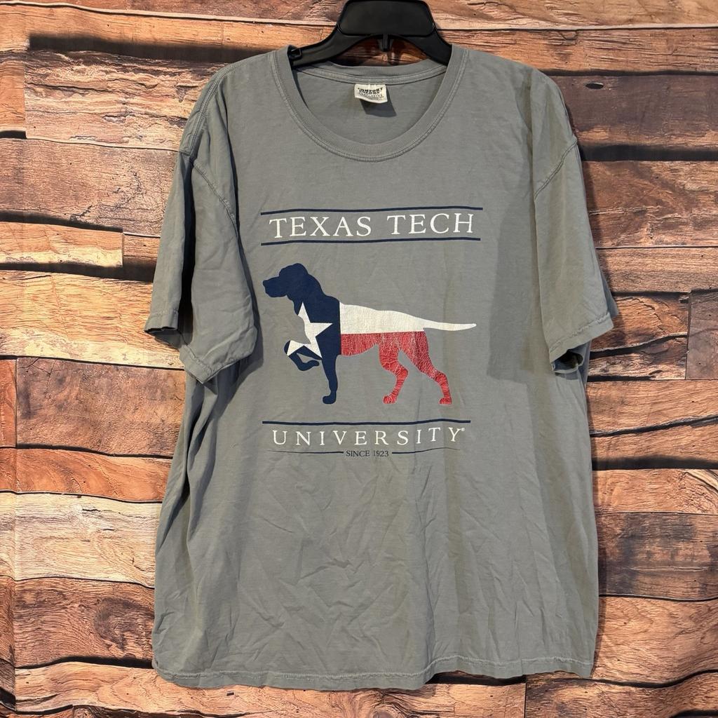 Texas Tech Red Raiders Dog Gone Good XL Gray Comfort Colors Flag S/S Unisex T-Shirt