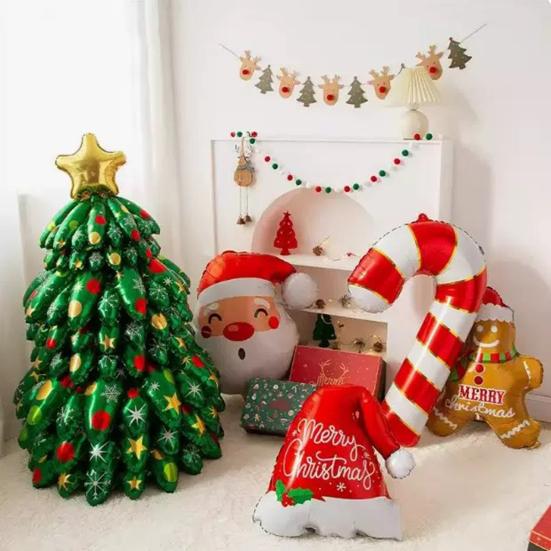 Inflatable Christmas Tree 51 Inch Self-Standing Christmas Tree Foil Balloons for Xmas Party Decorations Photo Prop
